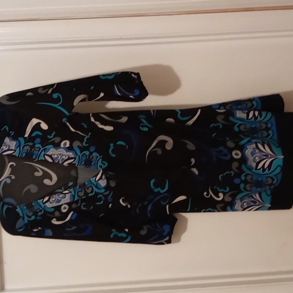 Women's long sleeved royal blue,gray and black designed dress